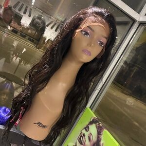 dark brown, full lace human hair blend lace front wig